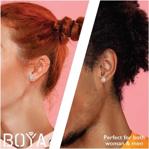 Moissanite Stud Earrings for Women,0.6-4ct 18K White Gold Plated Silver - Picture 4 of 7